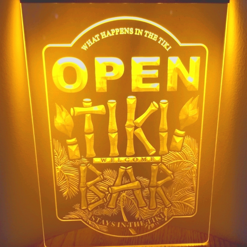 Open tiki hut lounge pool LED light sign 9x12 new
